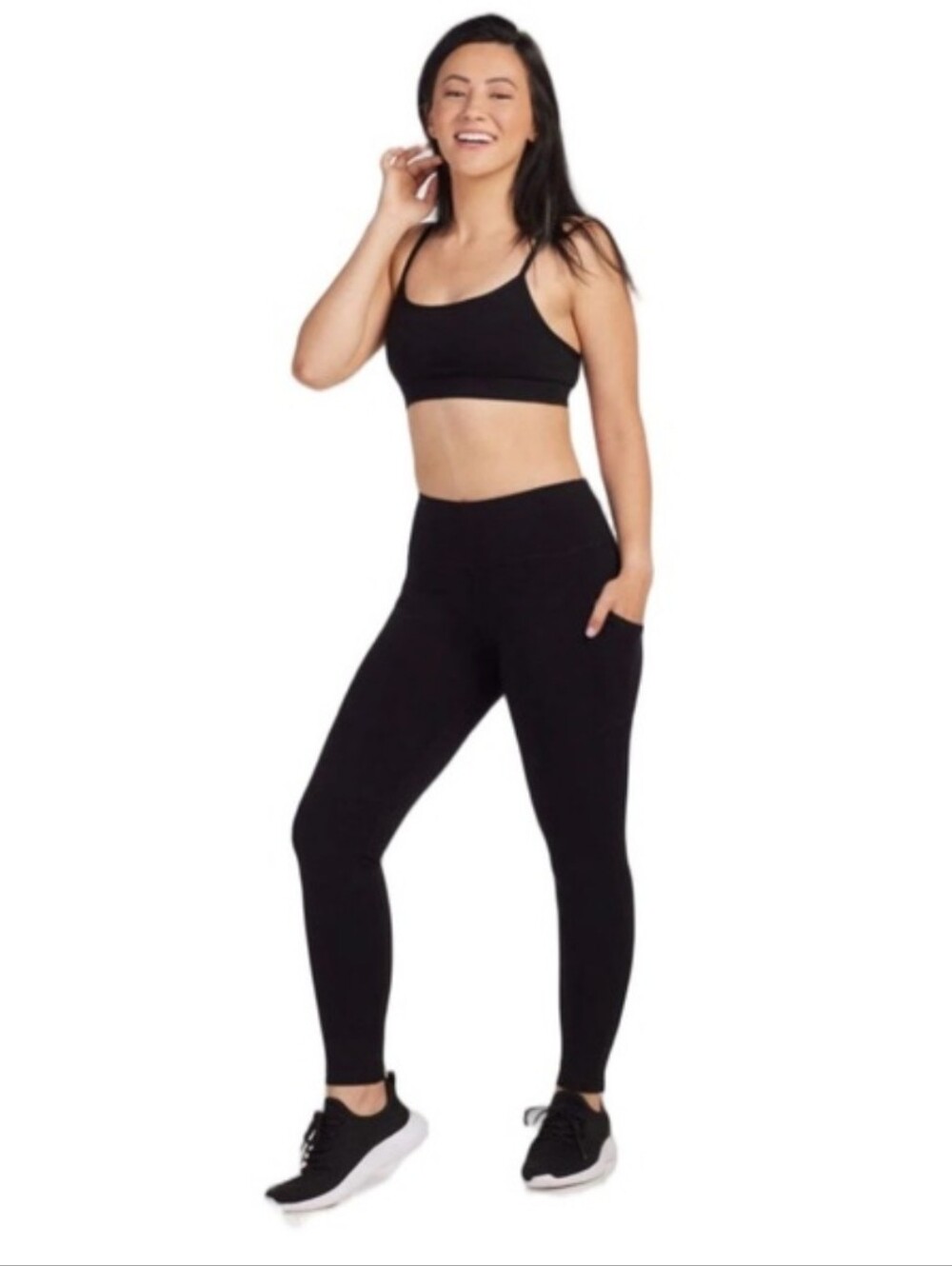 woolx merino wool blend pocket activewear leggings black size S